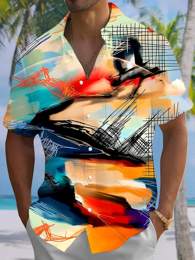 Abstract Men's Pocket Short Sleeve Shirts
