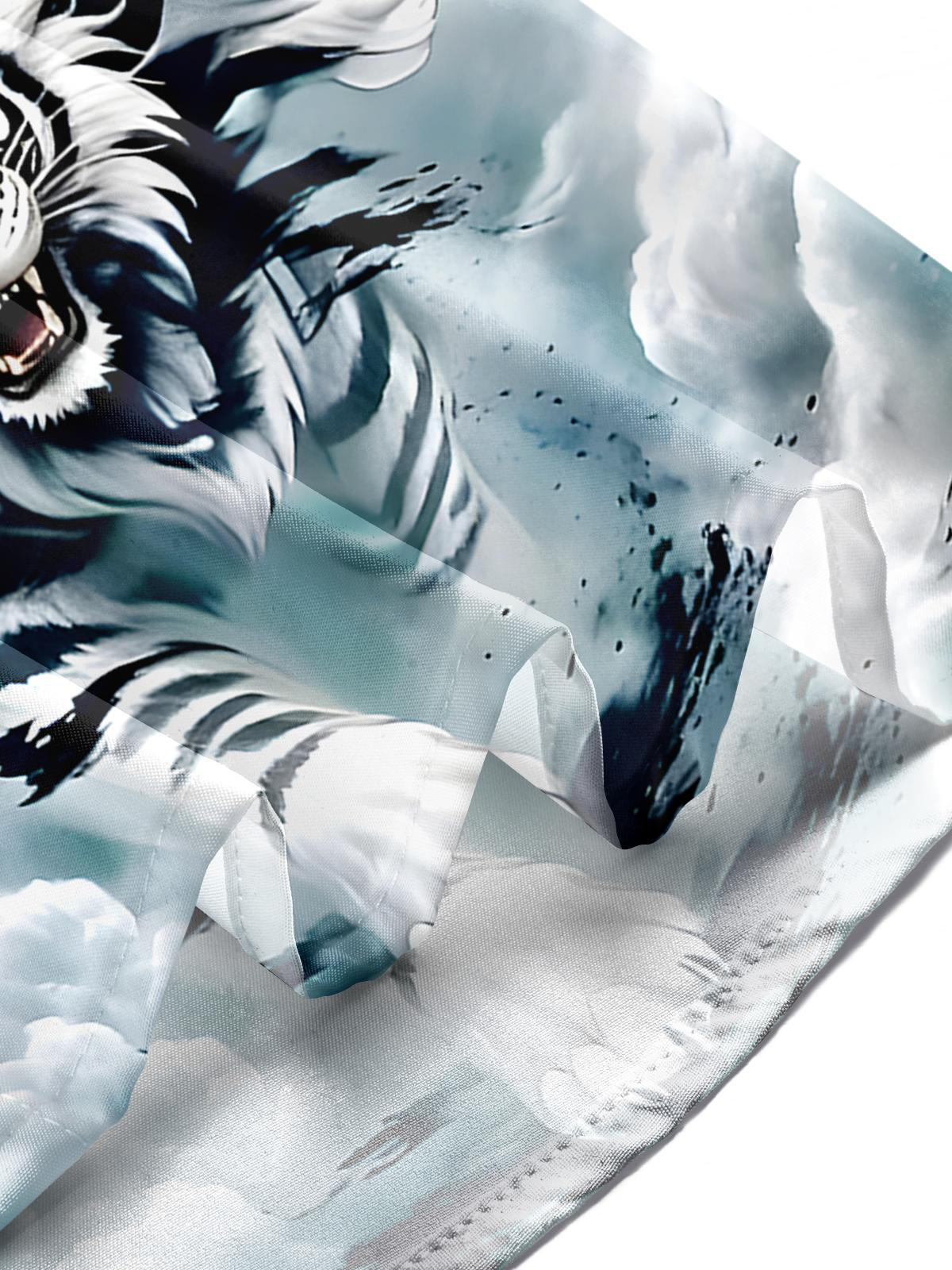 Animals Tiger Men's Pocket Short Sleeve Shirts