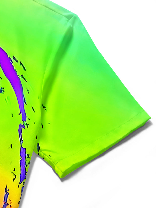 men's tie dye shirt close-up short sleeve