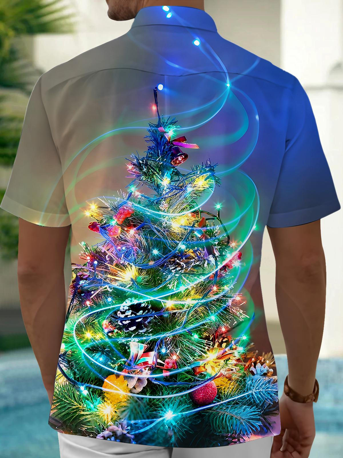 Christmas Tree Men's Pocket Short Sleeve Shirts