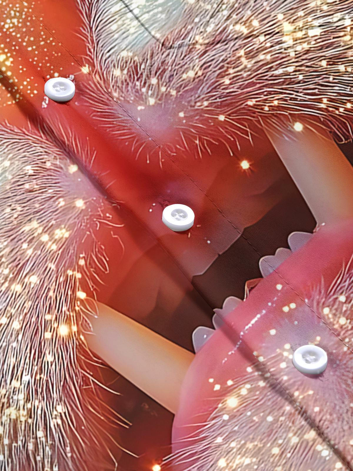 Cat Print Men's Pocket Short Sleeve Shirts