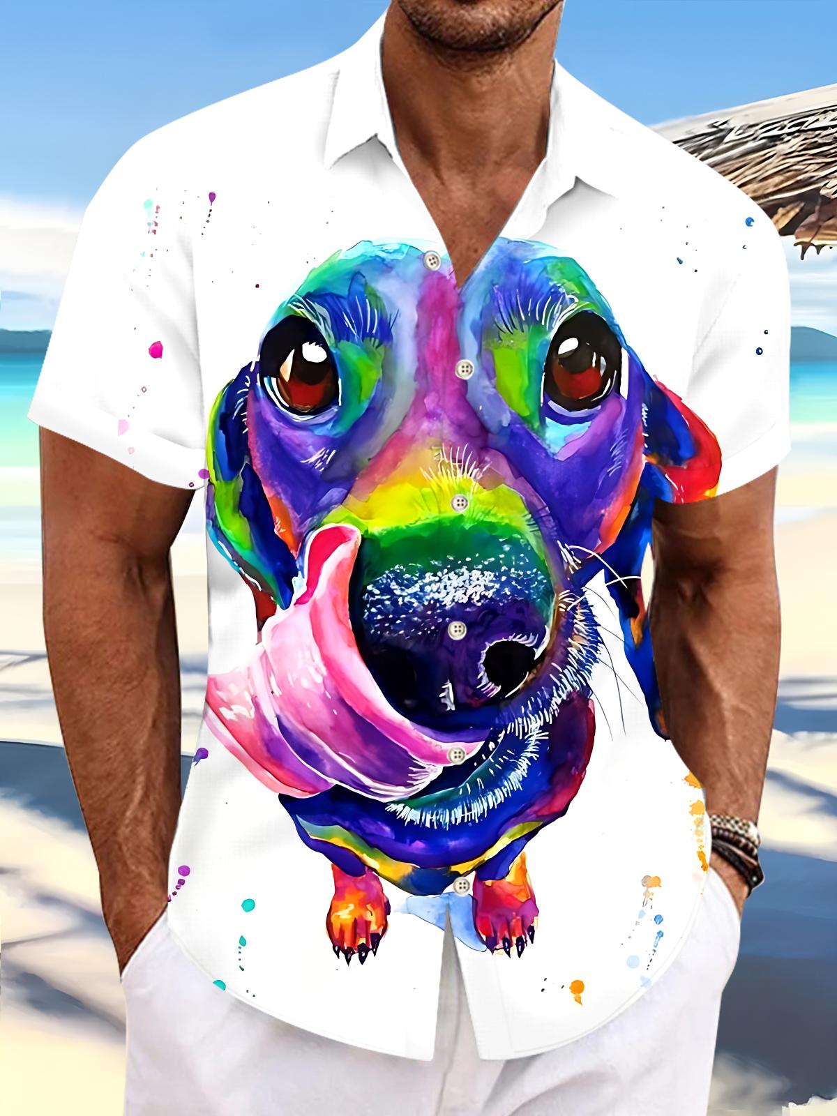 Dog Men's Pocket Short Sleeve Shirts