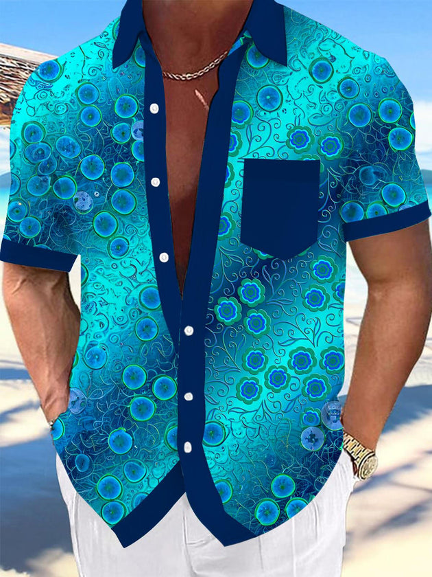 men's Hawaiian shirt front view tropical beach vacation