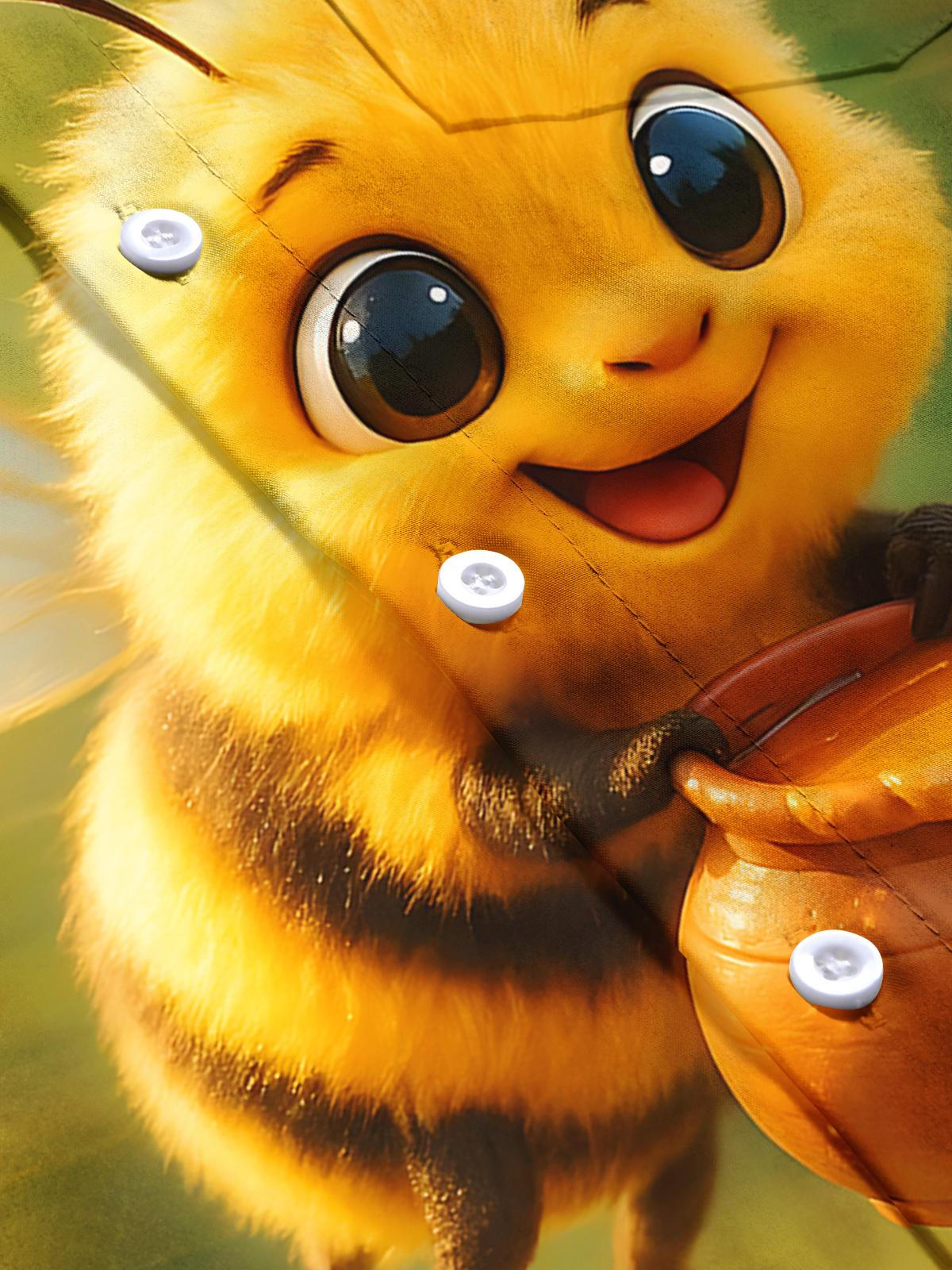 Bee Print Men's Pocket Short Sleeve Shirts