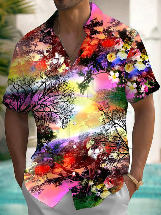 men's Hawaiian shirt front view tropical beach vacation