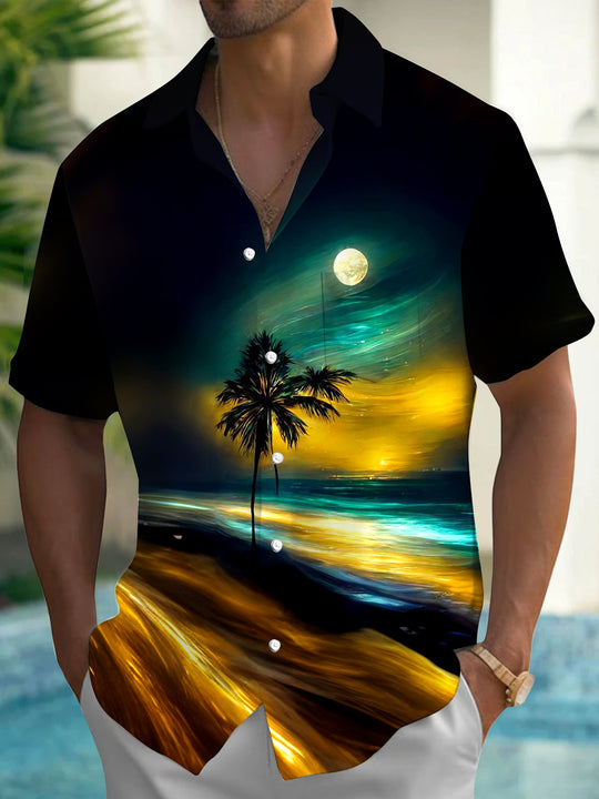 men's Hawaiian shirt front view tropical beach vacation