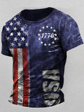 1776 American Flag Round Neck Short Sleeve Men's T-shirt
