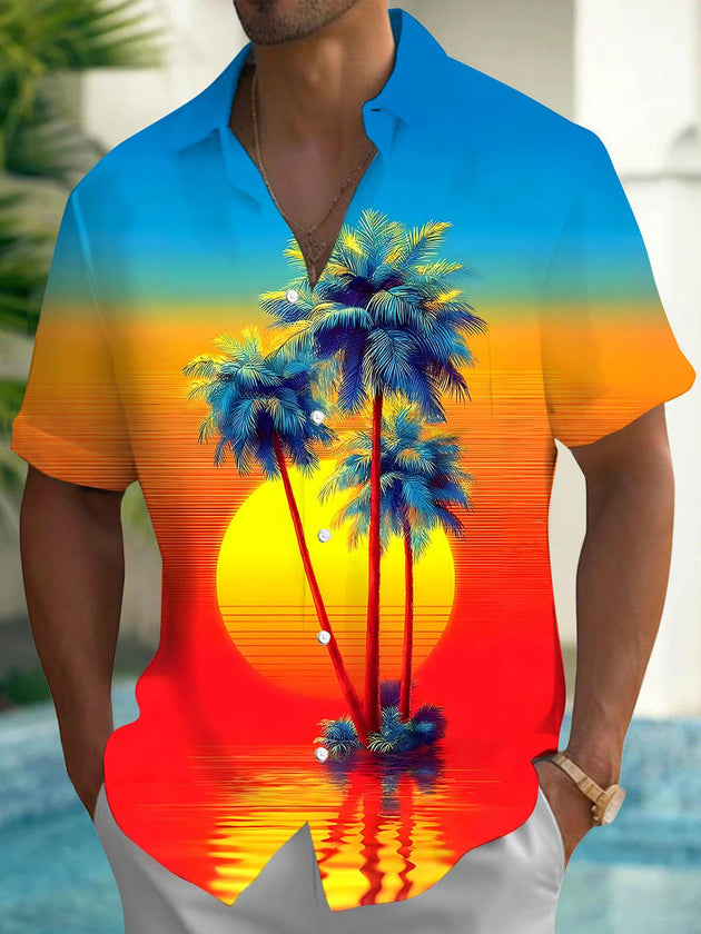 men's Hawaiian shirt front view tropical beach vacation