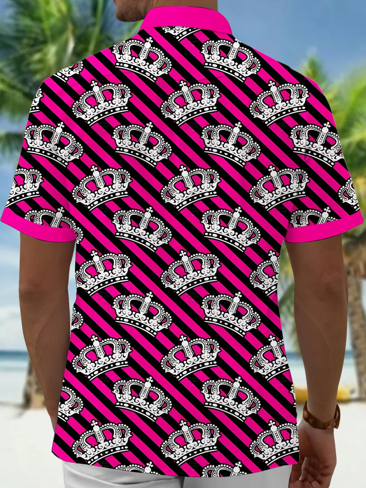 Crown Print Men's Pocket Short Sleeve Shirts