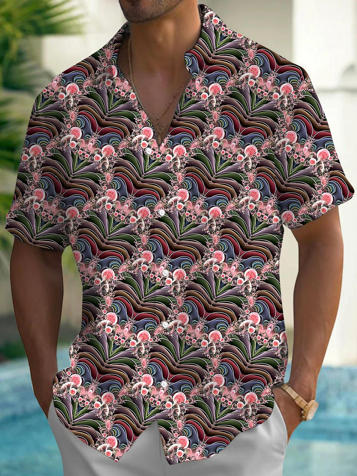 Floral Men's Pocket Short Sleeve Shirts