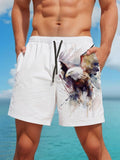 Hawaiian Eagle Print Men's Shorts With Pocket