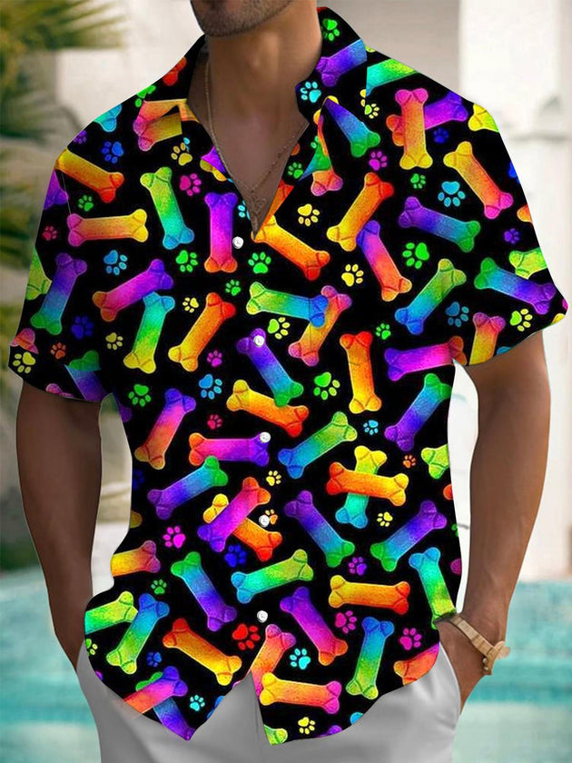 men's dog print shirt front view
