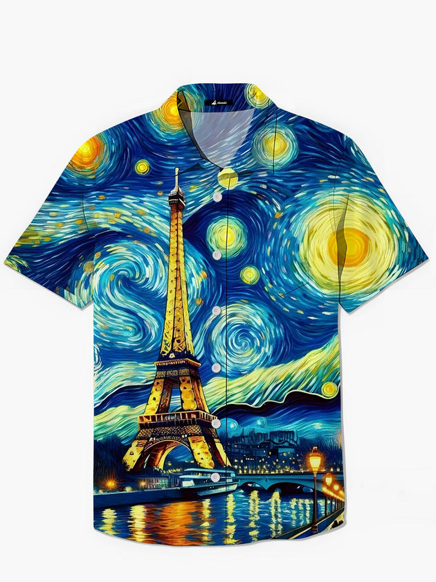 men's art print shirt front view