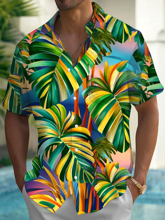 men's Hawaiian shirt front view tropical beach vacation