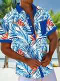 Hawaiian Leaf Floral Men's Pocket Short Sleeve Shirts