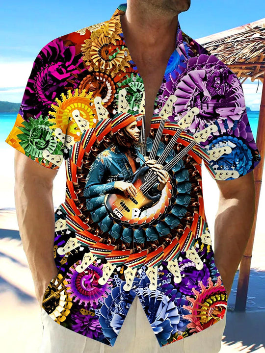 men's music print shirt front view