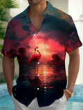 Flamingo Men's Pocket Short Sleeve Shirts