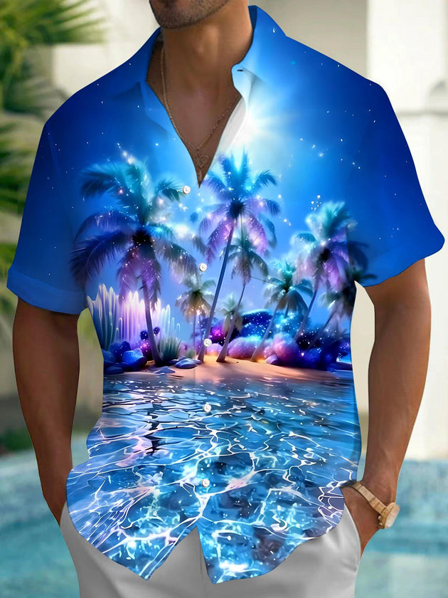 men's Hawaiian shirt front view beach vacation