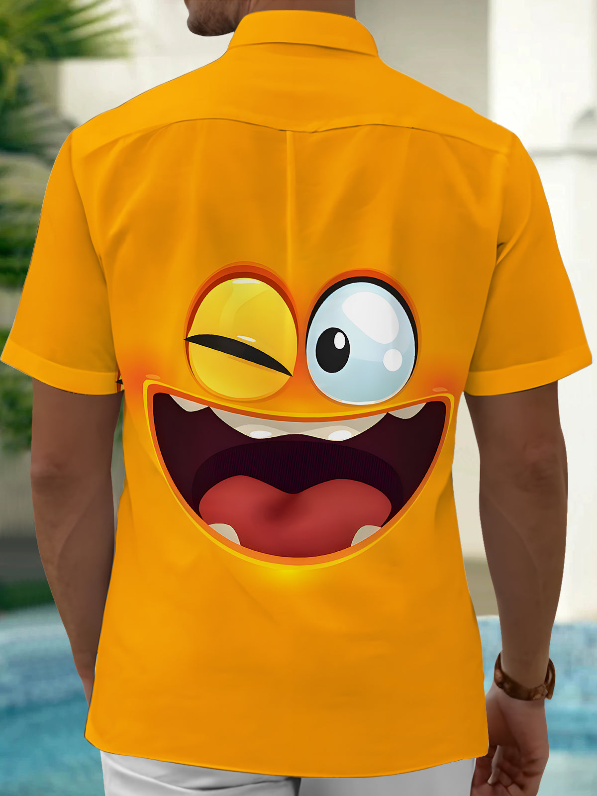 Funny Print Men's Pocket Short Sleeve Shirts