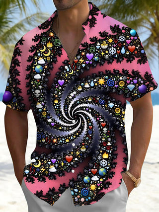 Men's abstract print short sleeve shirt front view