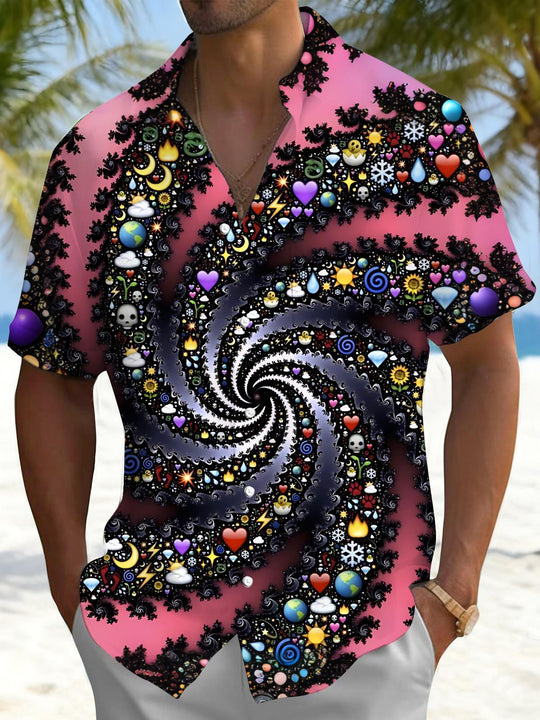 Men's abstract print short sleeve shirt front view
