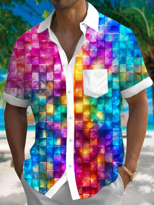 men's patterned sweater shirt front view
