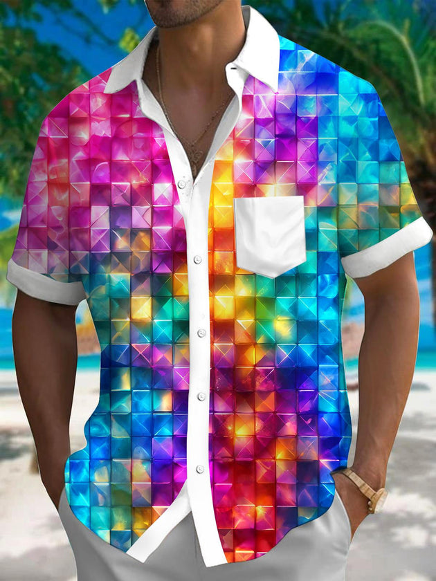 men's patterned sweater shirt front view