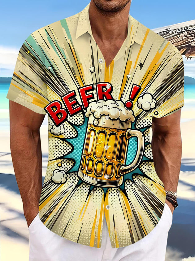 men's Hawaiian shirt front view tropical beach vacation