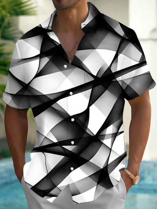 Men's abstract print short sleeve shirt front view