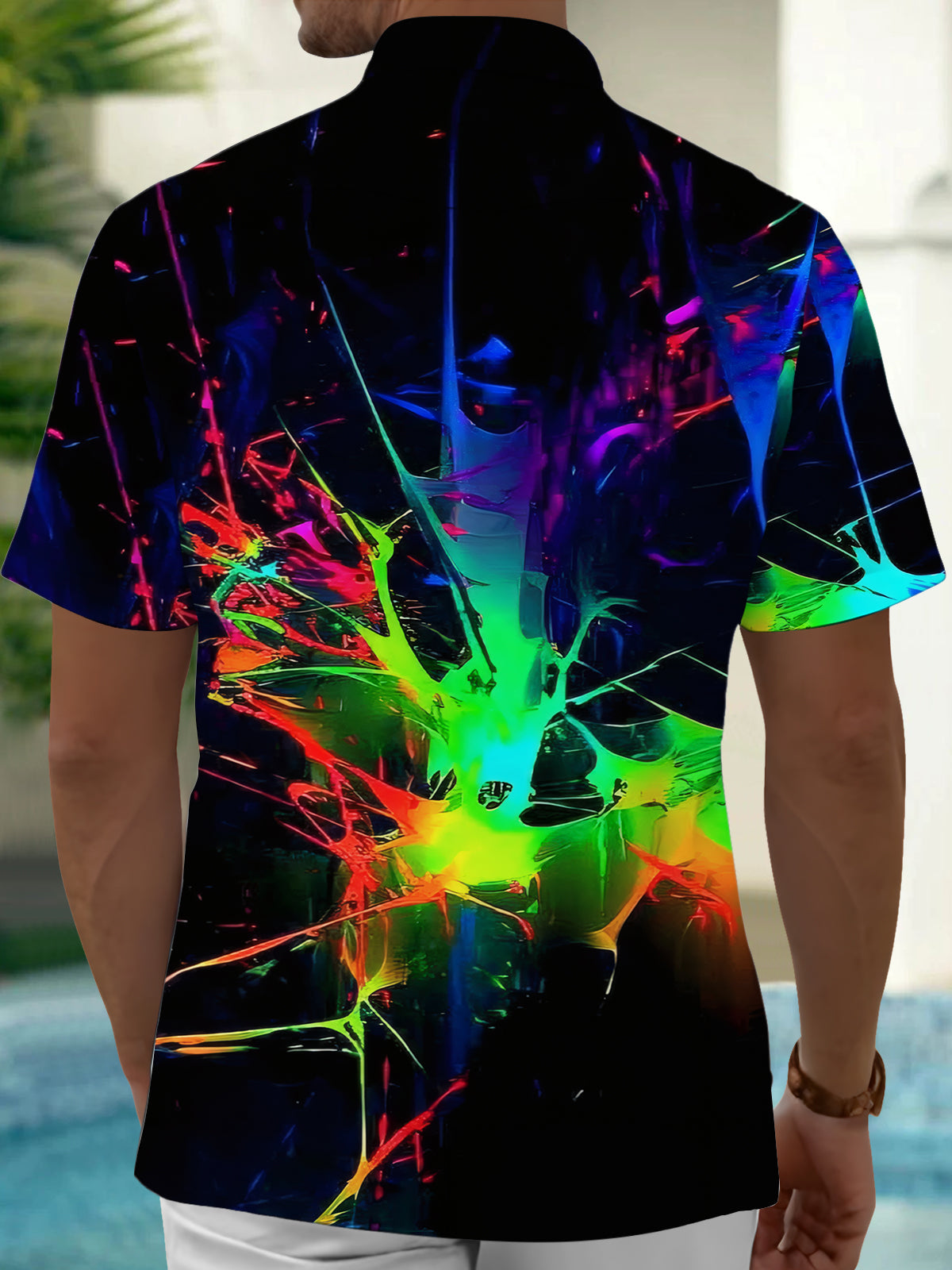 Gradient Print Men's Pocket Short Sleeve Shirts