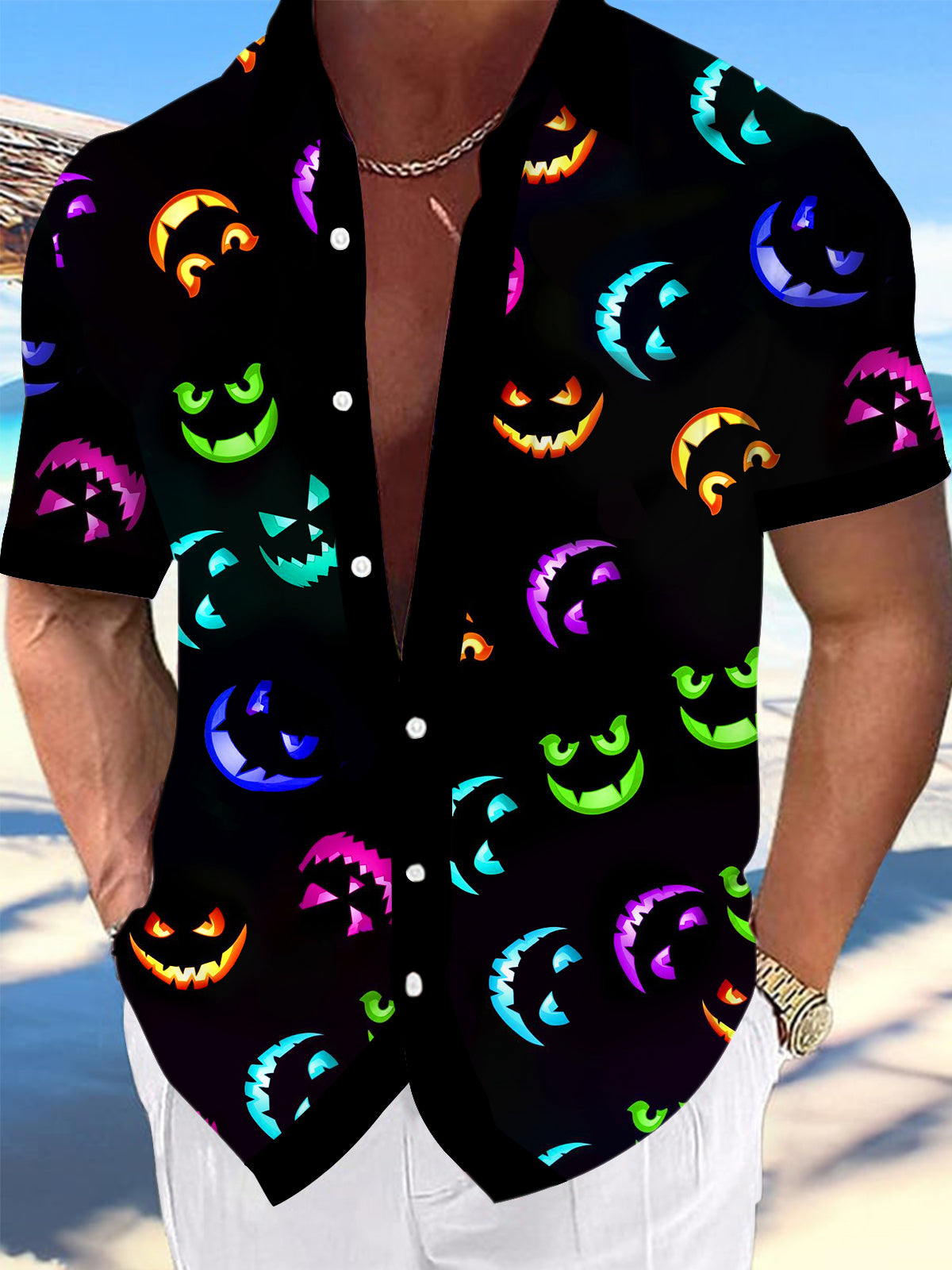 Halloween Men's Pocket Short Sleeve Shirts