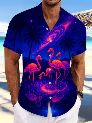 men's Hawaiian shirt front view tropical beach vacation