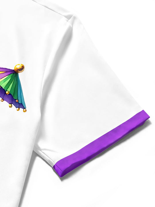 men's Mardi Gras shirt close-up short sleeve