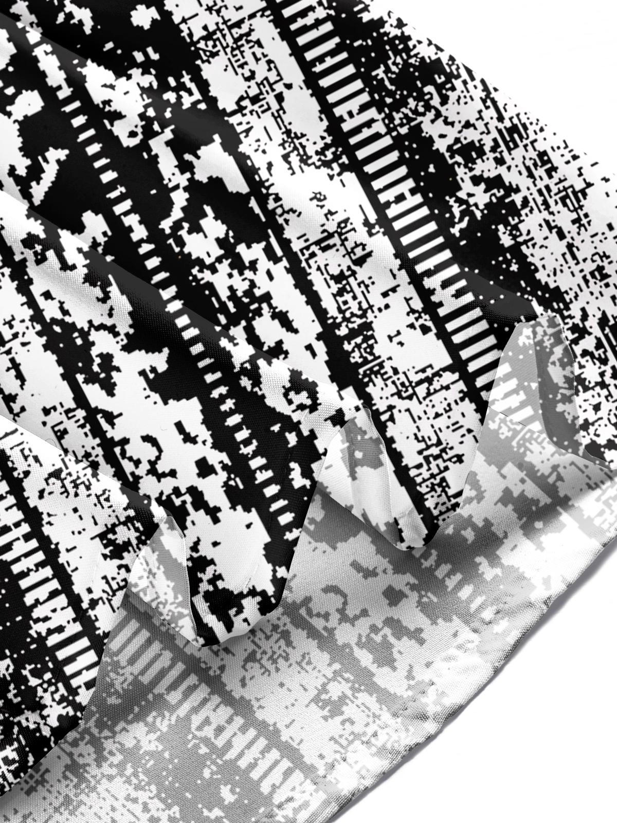 Gradient Line Print Men's Pocket Long Sleeve Shirts