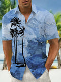 Hawaiian Coconut Tree Men's Pocket Short Sleeve Shirts