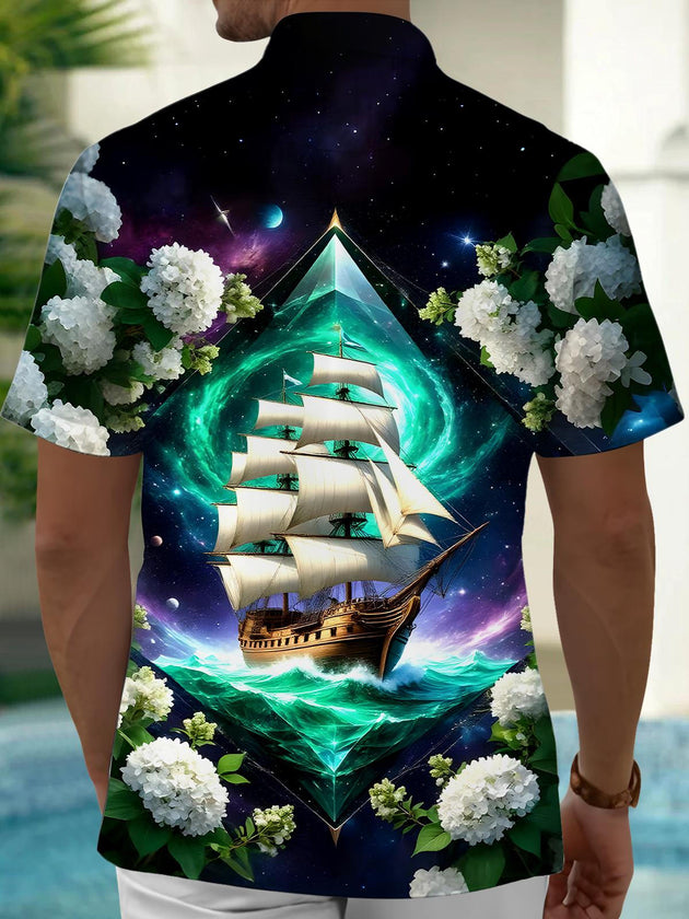 men's aloha shirt back view