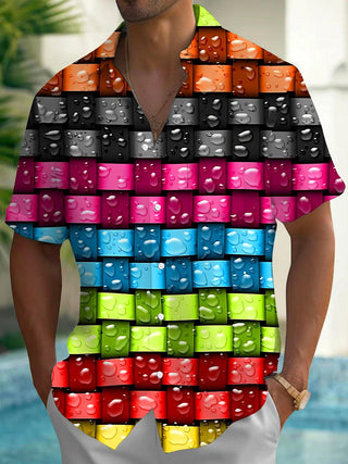 men's geometric print shirt front view