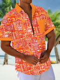 Tropical Floral Print Men's Pocket Short Sleeve Shirts