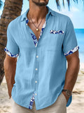 Floral Short Sleeve Men's Shirts With Pocket