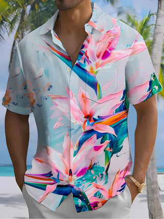 men's Hawaiian shirt front view tropical beach vacation