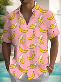 Banana Print Men's Pocket Short Sleeve Shirts