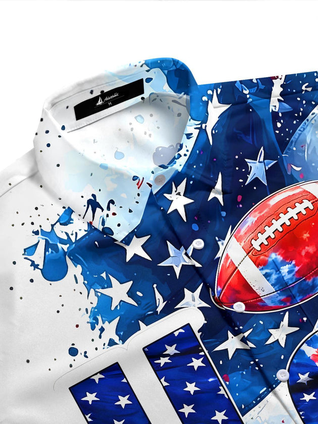 American Football USA Flag Tie Dye Independence Day Men's Pocket Short Sleeve Shirts