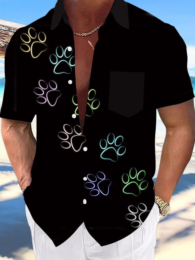 men's dog print shirt front view