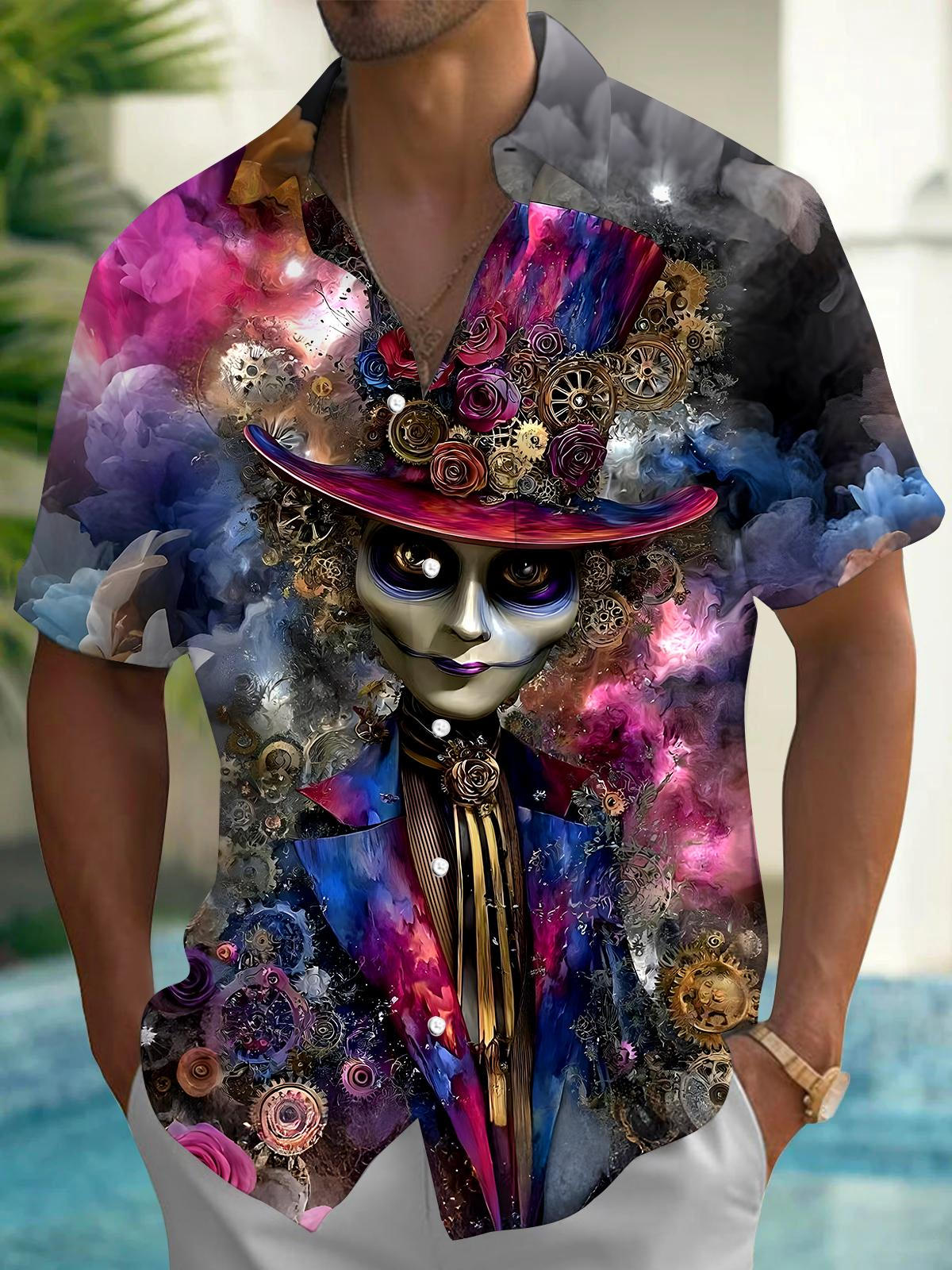 Skull Men's Pocket Short Sleeve Shirts