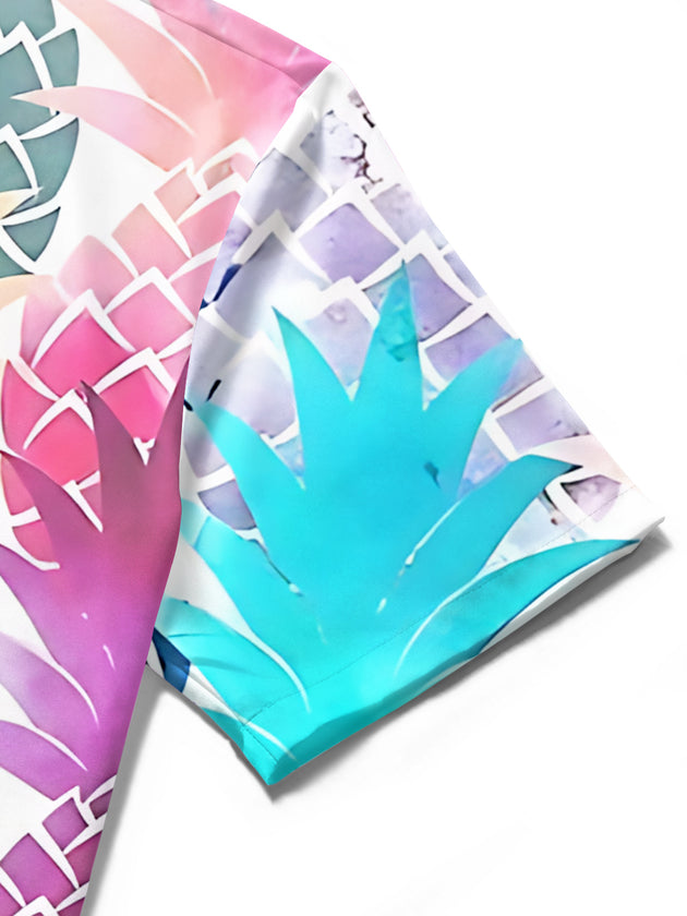 men's pineapple print short sleeve flat lay shirt