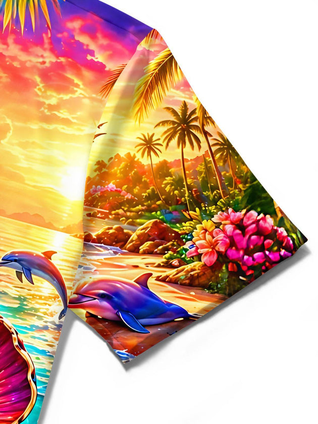 Hawaiian Ocean Turtle Men's Pocket Short Sleeve Shirts