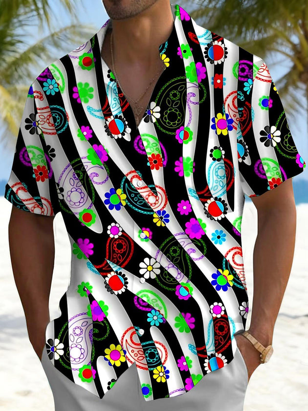 men's colorful floral shirt front view