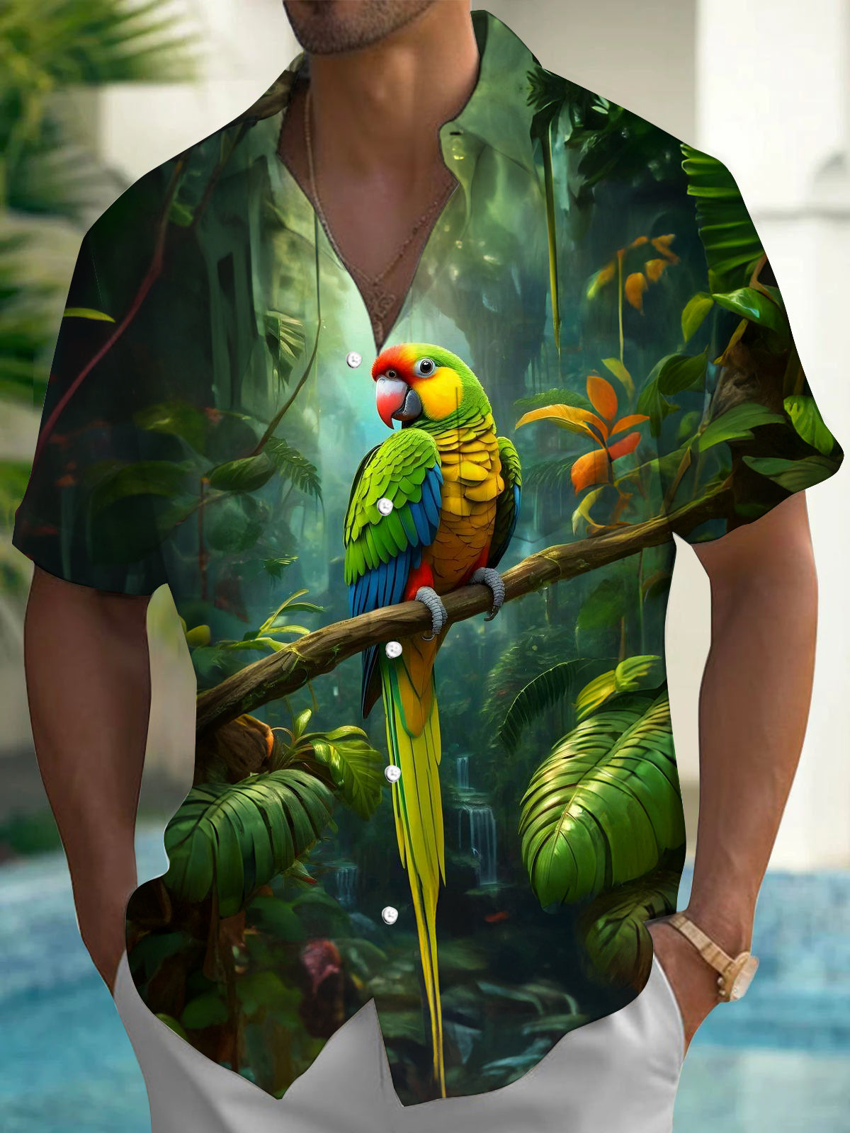 Parrot Men's Pocket Short Sleeve Shirts