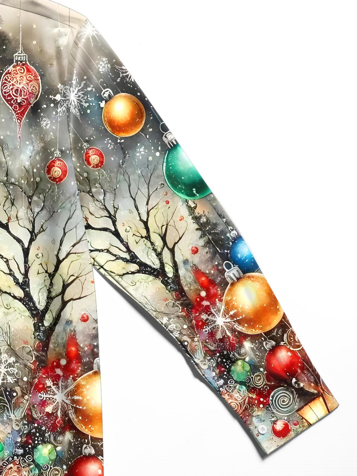 Christmas Tree Men's Pocket Long Sleeve Shirts