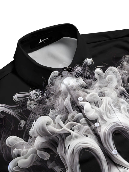 Men's ghost print short sleeve shirt side view for Halloween